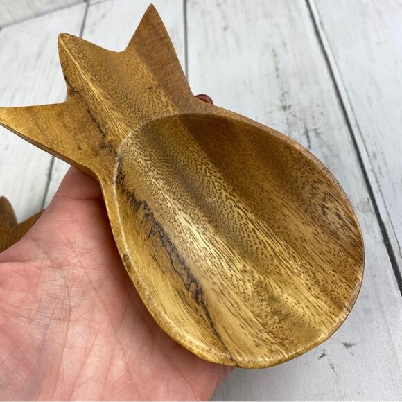 VTG MCM Mid Century Modern Monkey Pod Wood Pineapple Bowls Boho - Picture 7 of 9